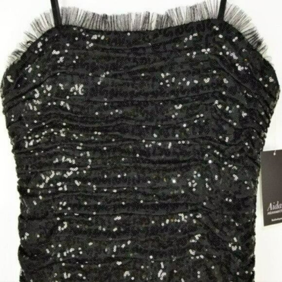 NWT Aidan Mattox Ruched Sequin Strapless Gown Party Cocktail Maxi Dress - Picture 6 of 10